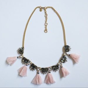 J.Crew Factory Women’s Pink Crystal Stone Tassel Necklace